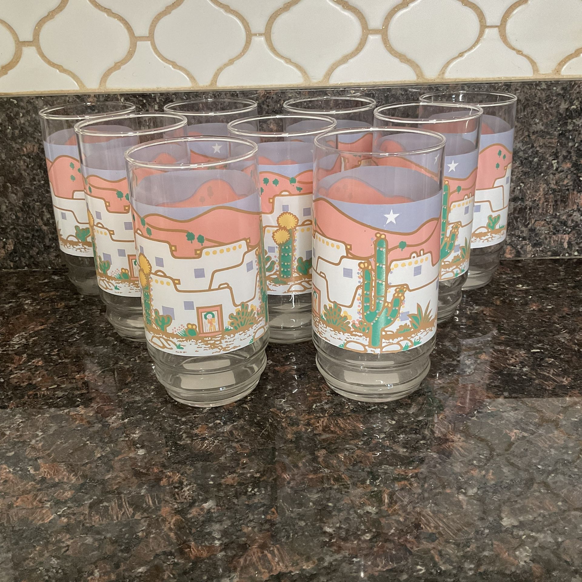 vintage Southwestern-themed drinking glasses Southwest Fiesta Tumblers