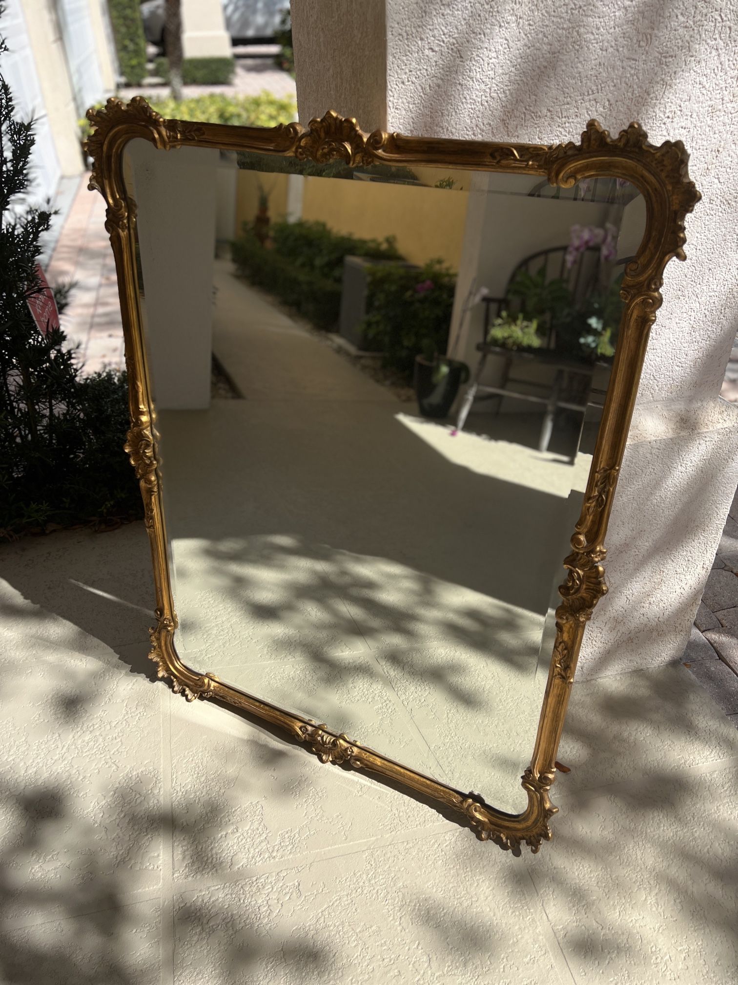 Beautiful Scroll Antique Gold Chipendale Beveled Mirror