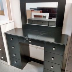 Black Vanity Dresser With Mirror