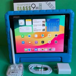 Apple IPad 8th Generation (10.2” Retina/ Latest iOS 26 / 2020 model) 32GB with kids case, Pen & Accessories