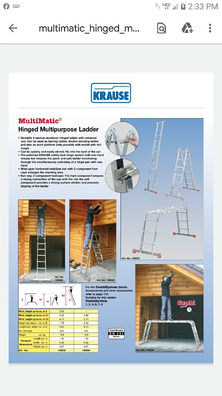 Krause Multimatic Hinged Multipurpose Ladder