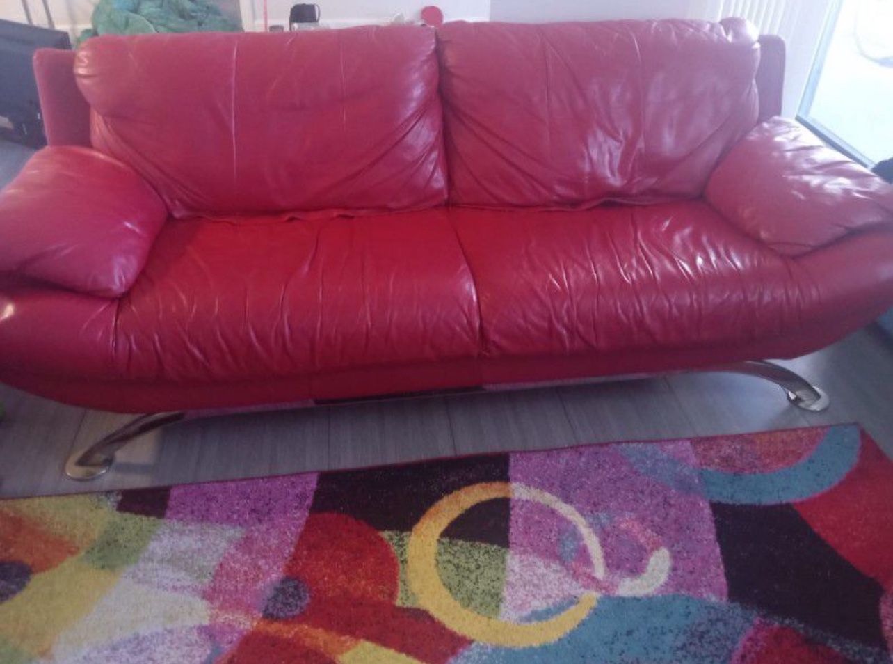 El Dorado Red Leather Couch Set