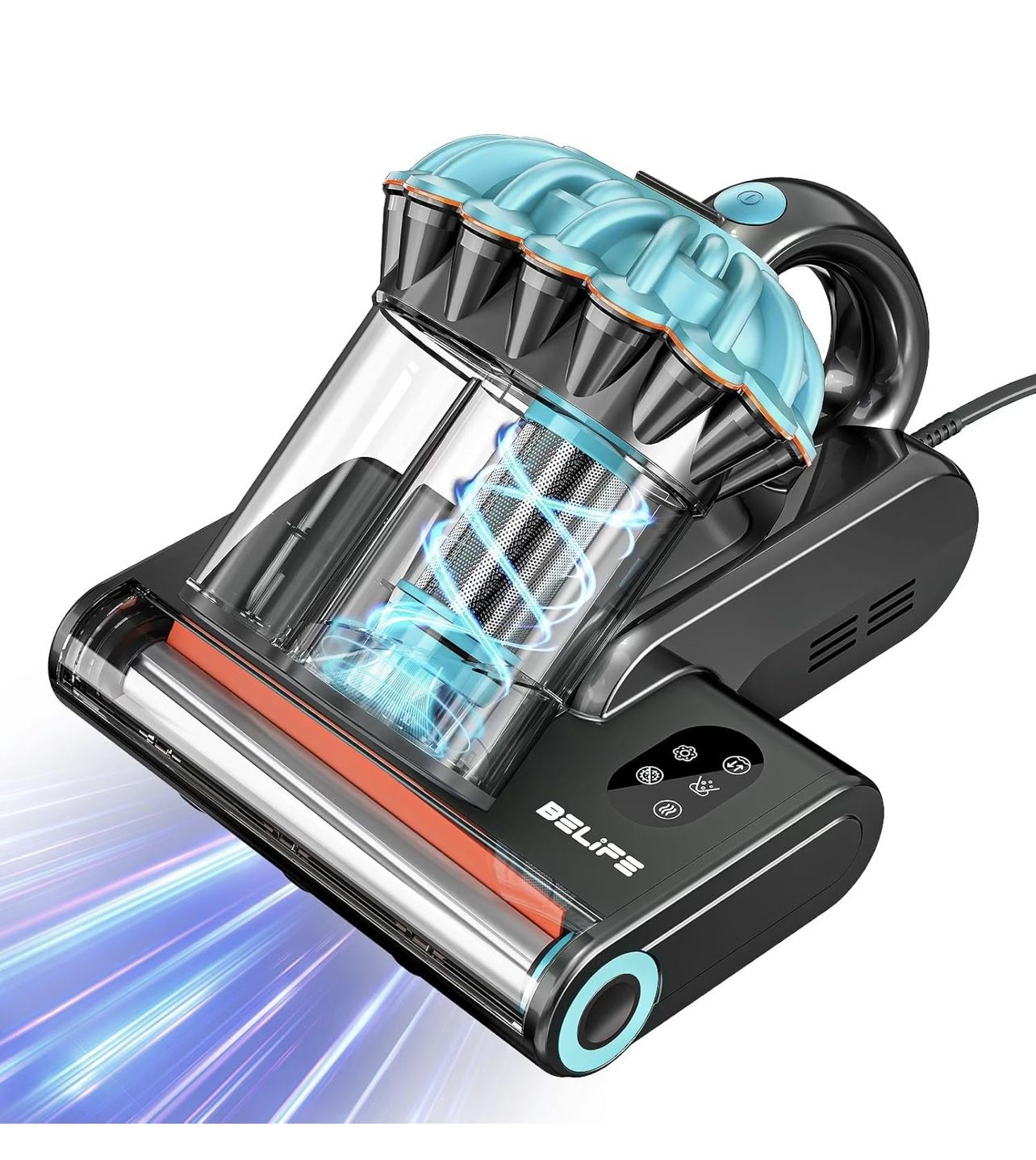 Cleaner with UV & Hot Air & High Heating, 550W 18Kpa Powerful Suction Double-Cup Handheld Vacuum for Bed, Couch, Sofa,