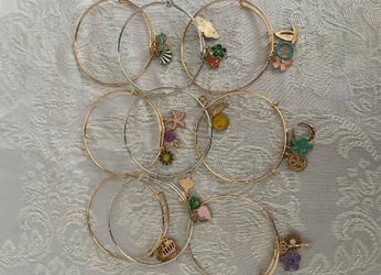 Gold And Silver Charm Bangles 