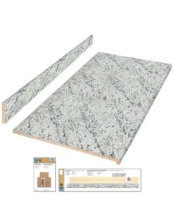 4 ft. Straight Laminate Countertop All-Inclusive Kit in Textured White Ice Granite with Eased Edge and Loose Backsplash