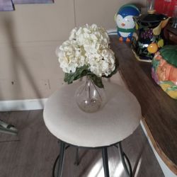 Artificial White Carnation Flower Arrangement With Crystal Vase