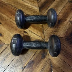 Vintage BFCO Cast Iron 8lb Dumbbell Set