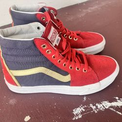 Vans x Marvel Captain Marvel Red and Gold High-Top Sneakers
