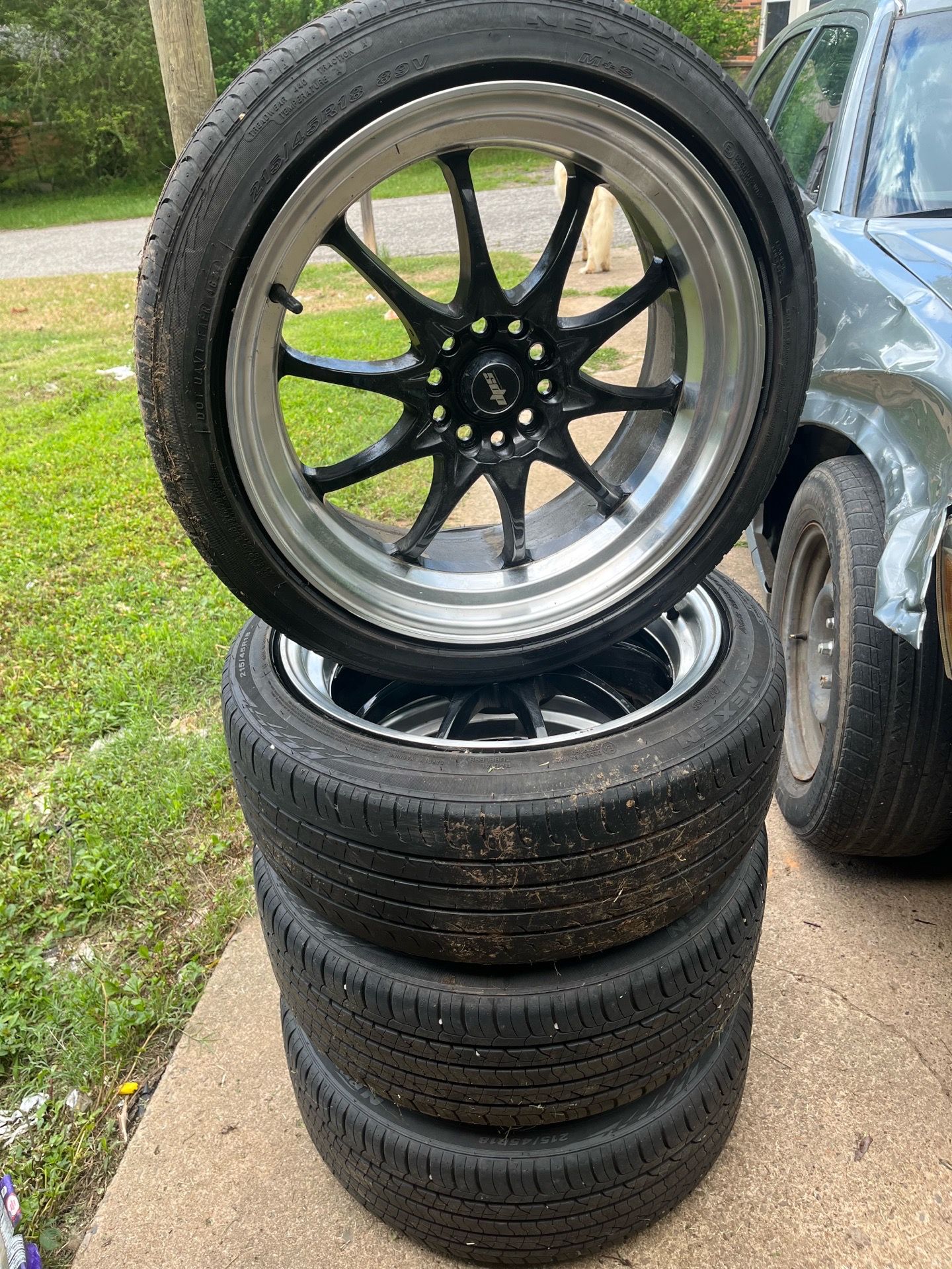 Set of 18” wheels and tires