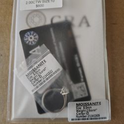 925 Sterling Silver Moissanite Ring Size 10