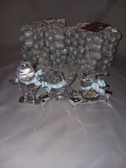 Snowman And Sparkly Snowflakes Ornaments