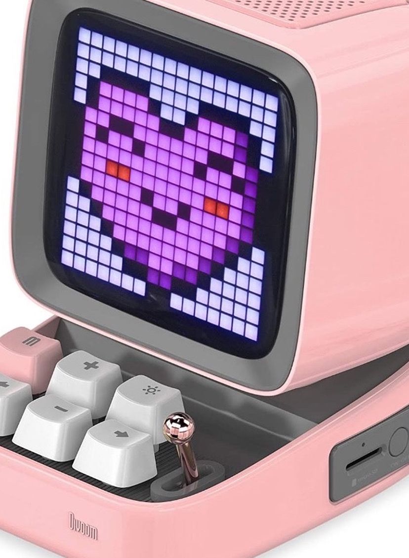 Ditoo Retro Pixel Art Game Bluetooth Speaker with 16X16 LED App Controlled Front Screen (Pink)