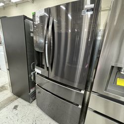 Frigidaire 36in Counter Depth 4 Door Refrigerator In Smudge Proof Black Stainless Steel