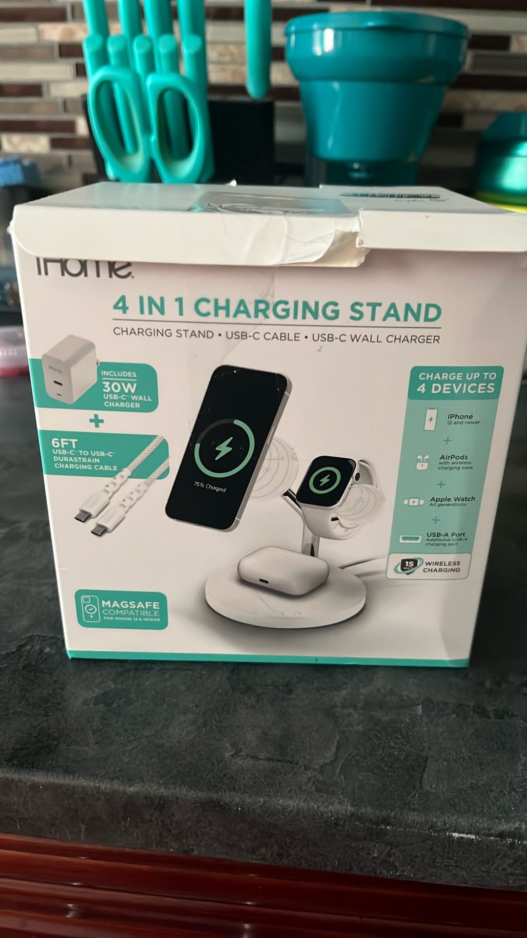 4 In 1 Charging Station For iPhone Apple Watch Airpods