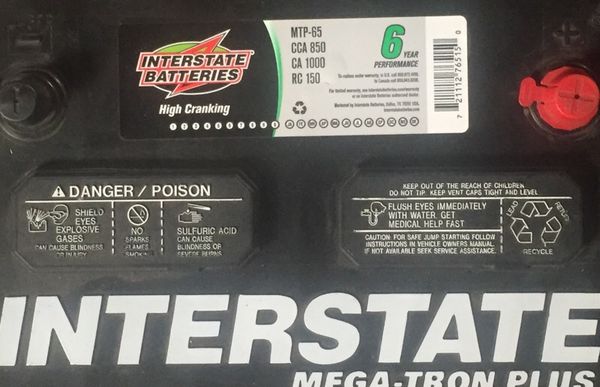 New Interstate Mega Tron Plus Mtp65 850 Cca 1000 Ca No Core