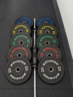 Olympic Bumper Plates and Barbell brand new
