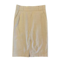 Ann Taylor Loft Pencil Skirt Womens 8 Tan Khaki Flat Front Pockets Linen Blend
