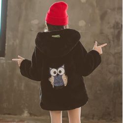 ASHER FASHION Little Big Girls Winter Outfit Hooded Fur Jacket Warm Cotton Fleece Thick Coat Outwear
