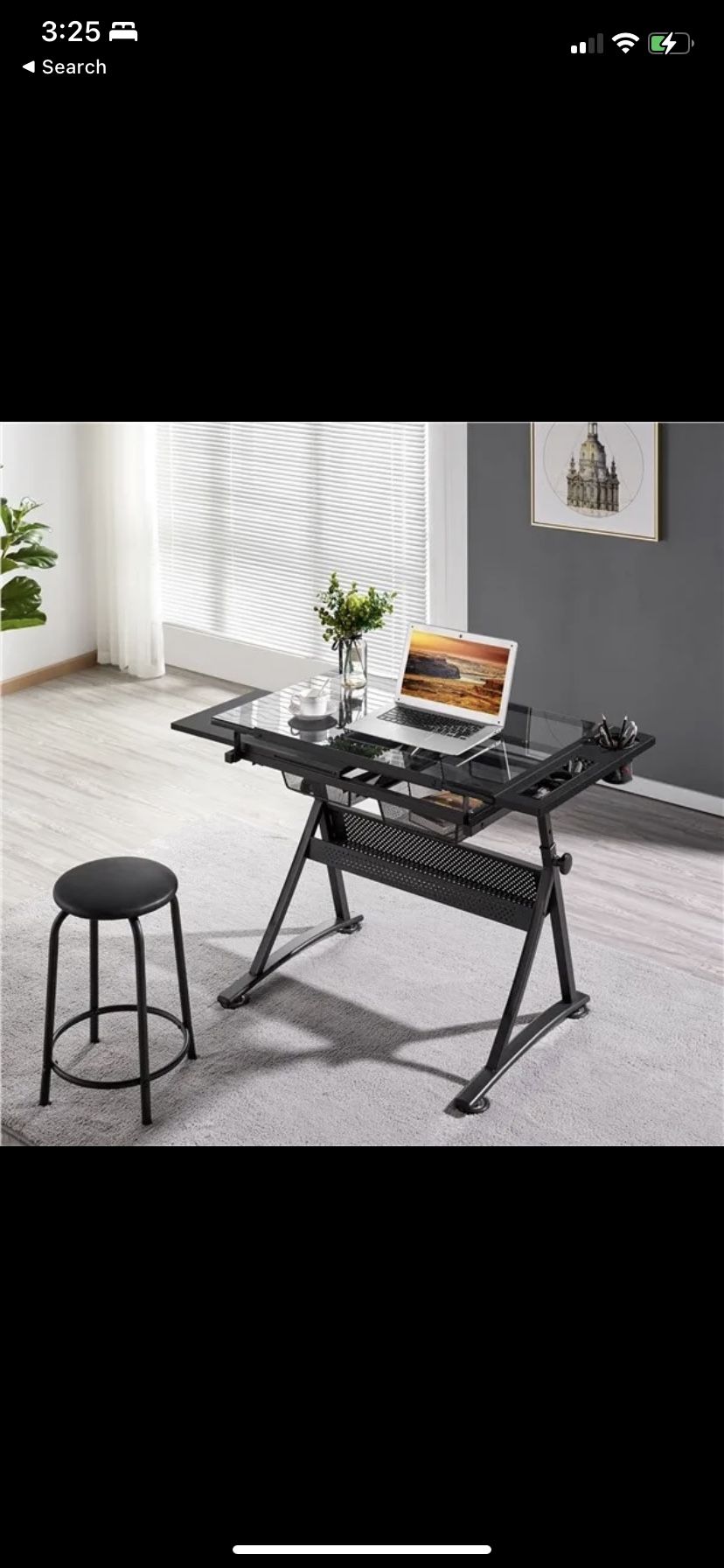 Glass Adjustable Drafting Table