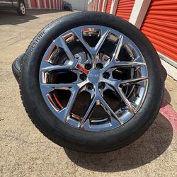 22s Chevy Gmc Snowflake V chrome Wheels Rims 6x139.7 Tires Oem 6lug