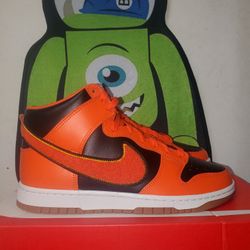 Nike Dunk High Black And Orange Chanelle Swoosh Edition.  Size 10 Men's 
