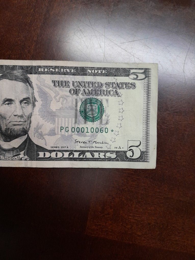 Usa 5 dollars 2017A Star Note