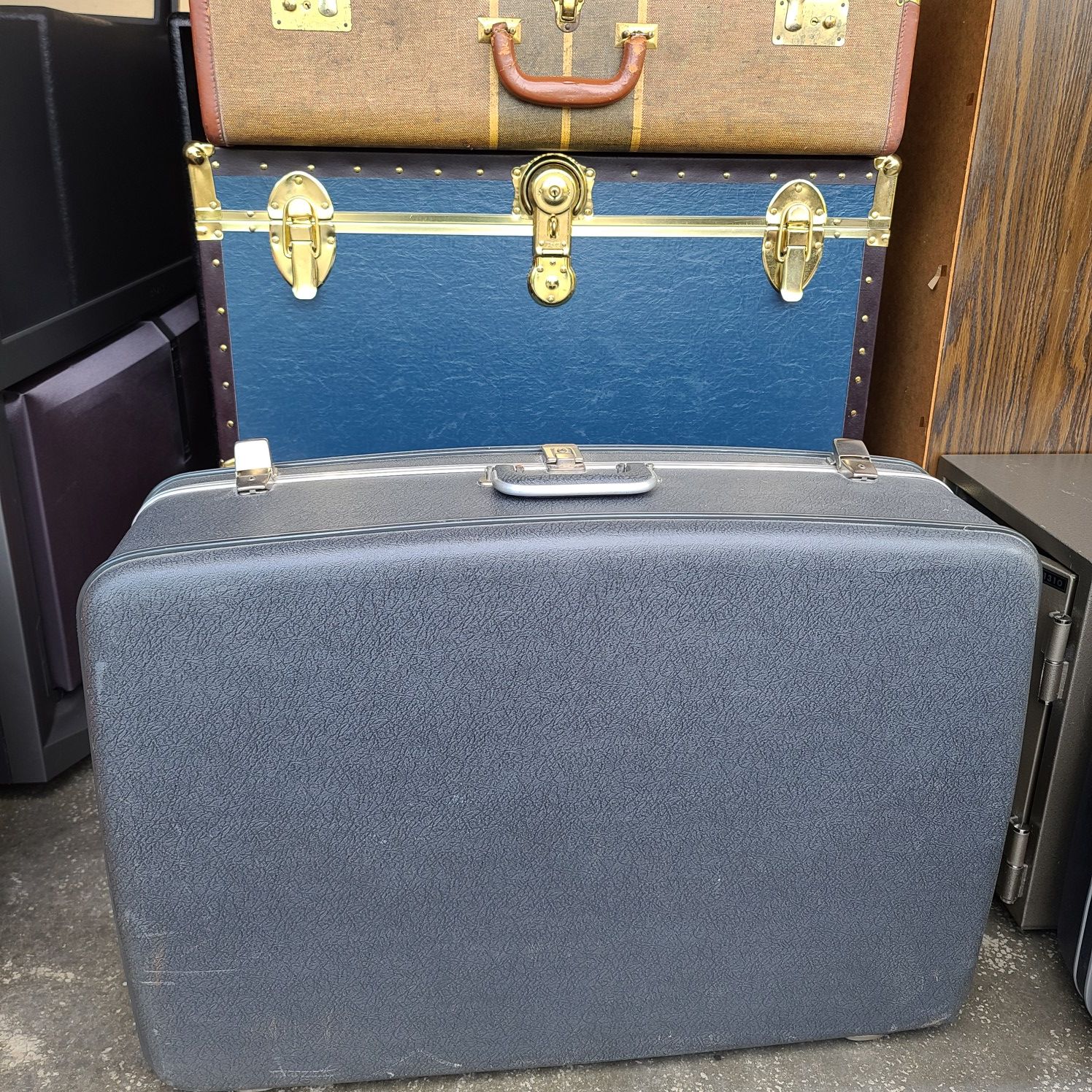 Vintage Hard Shell Suitcase, Retro Travel, Vintage Blue Suitcase