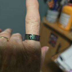 Size 12 Blue Stainless Steel Band With The Lords Prayer