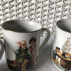 Norman Rockwell Set Of 4 Coffee / Tea Cups