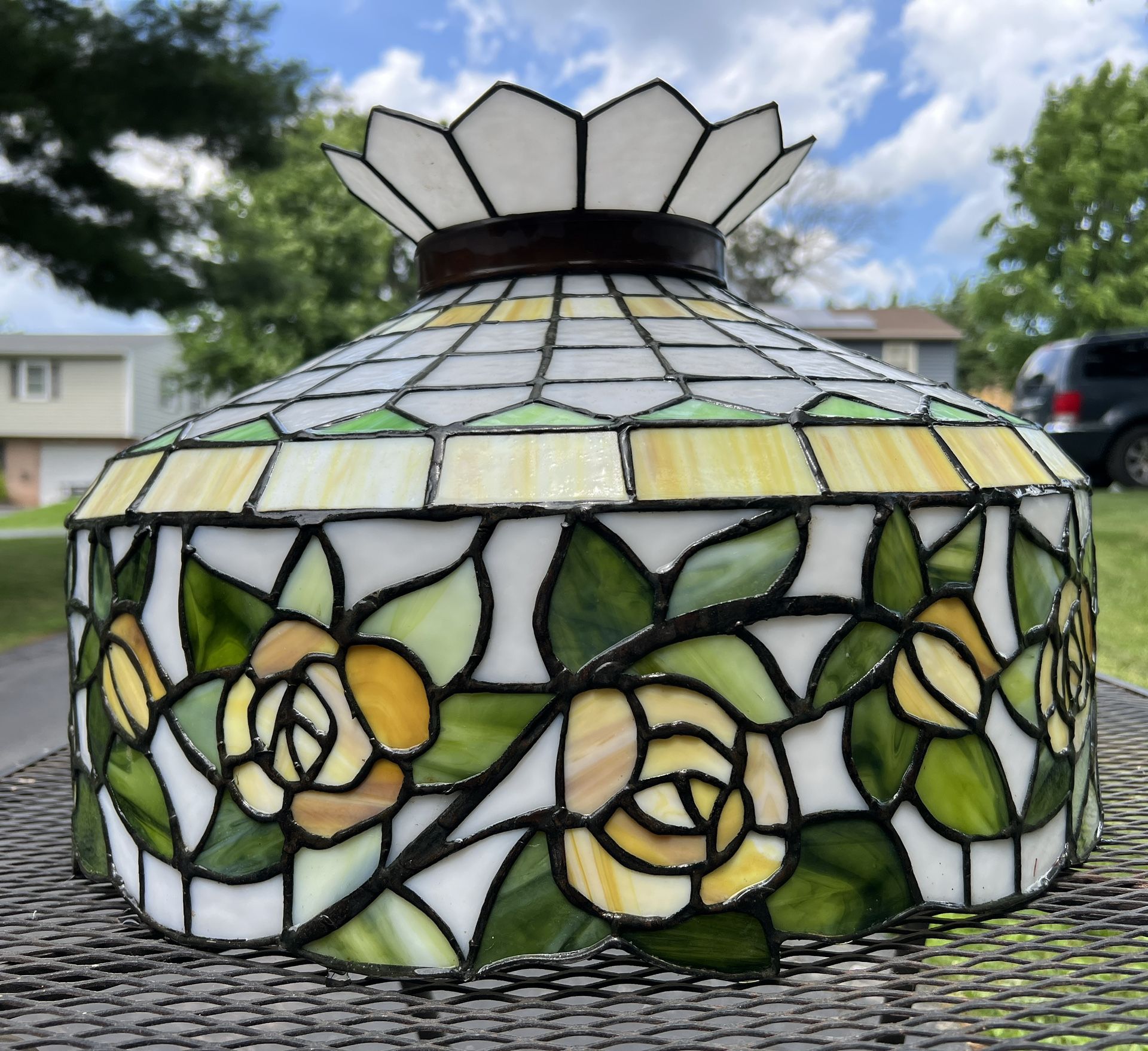 Vintage Stain Glass Hanging Light. Kas-Mar