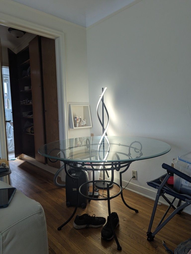 Glass And Rod Iron Dining Table