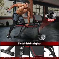 Banco de pesas ajustable de 770 LB plegable  Press de banca de entrenamiento para entrenamiento de fuerza de cuerpo completo, banco de declive de incl