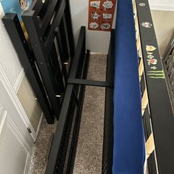 Loft Style Twin Bed With Bottom Storage Shelves 