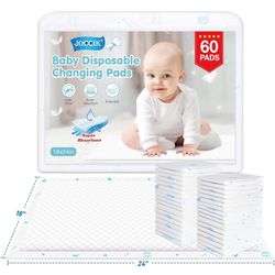 Brand New Unopened   Disposable Changing Pads for Baby 15% Thicker Super Absorbent 60 Pack, Large Baby Underpads Ultra Soft 18x24in