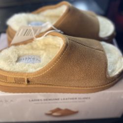 Ladies Genuine Leather Slides 