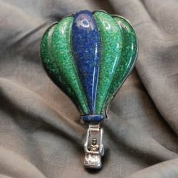 CAROLYN POLLACK DESIGNER SIGN STERLING SILVER INLAY HOT AIR BALLOON PIN PENDANT 