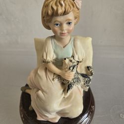 Vintage Porcelain Little Girl And Her Pup Figurine 