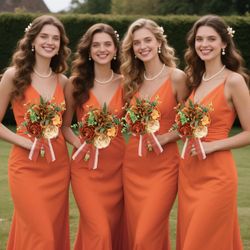 Brand NEW HOMENERGY Set of 6 Bridesmaid Bouquets for Wedding - 9 Inch Artificial Flowers Bouquets for Ceremony Anniversary Centerpieces Decorations -
