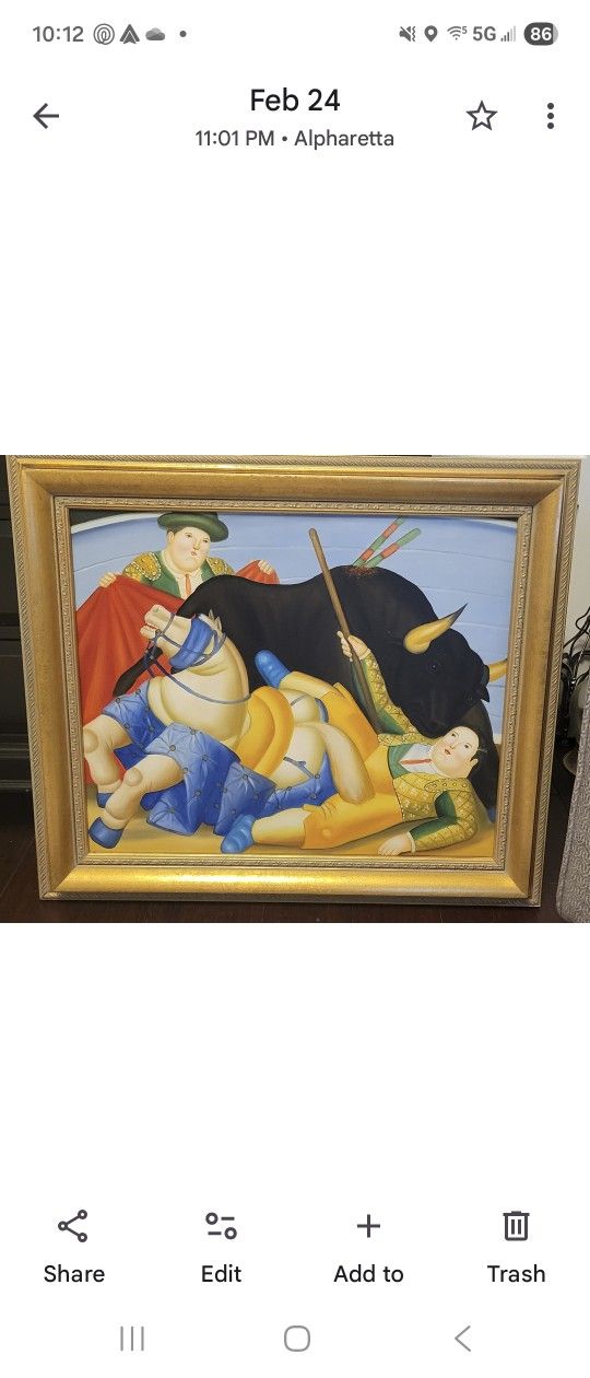 Hand-painted Oil painting Reproduction Fernando Botero Matador (Bullfighter).