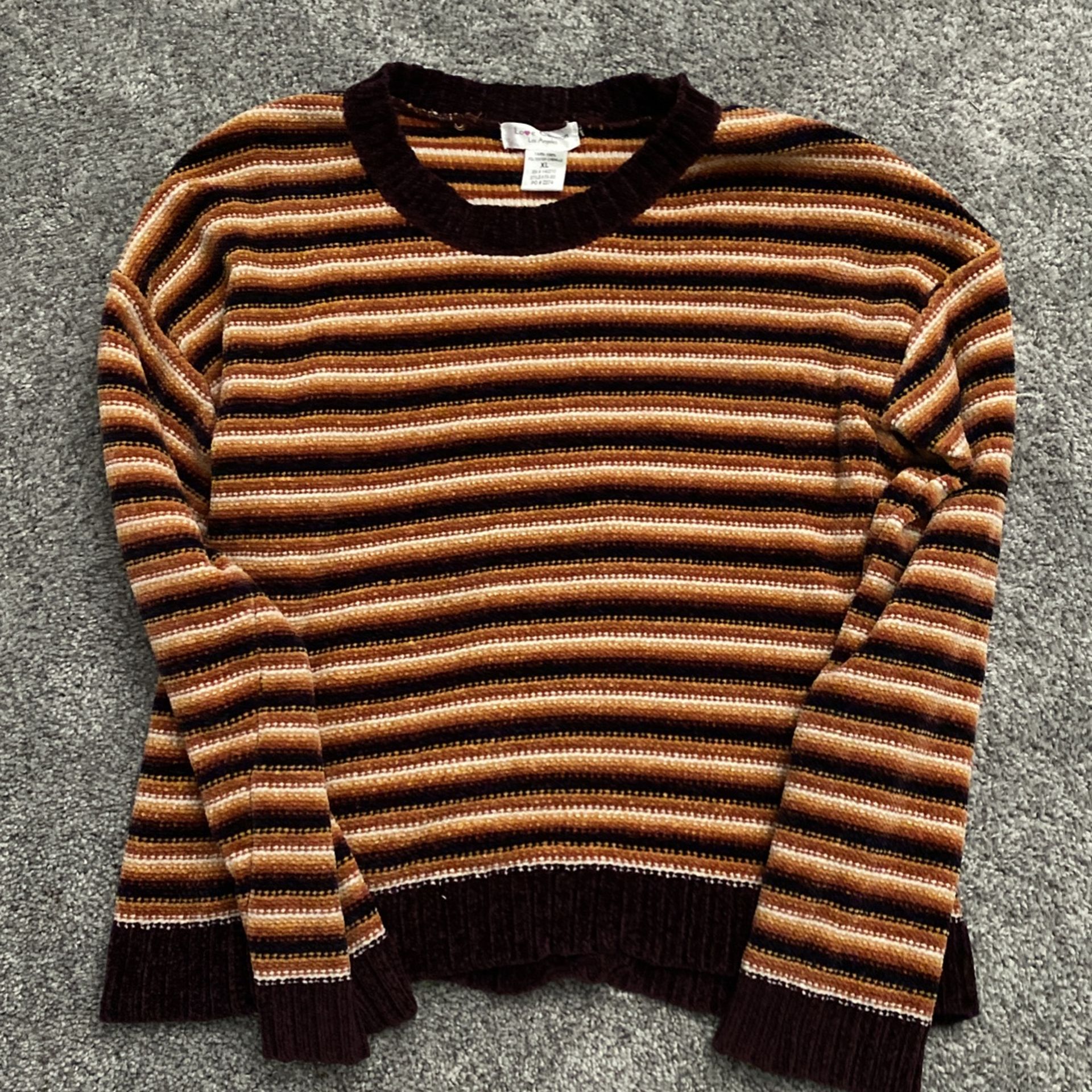 Yarn Striped Orange Cardigan
