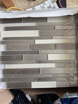 13 X Elida Ceramica Coquina Ridge 12”x12” Glass Metal Mosaic Wall Tiles – New