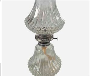 Vintage Lamplight Farms 15" Clear Glass Diamond Point Oil Lamp