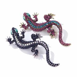 Rhinestones Lizard Brooch 