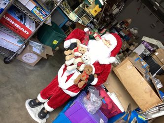 5 ft Santa Claus Christmas stand up large statue boots red suit bears presents cheap now like new 