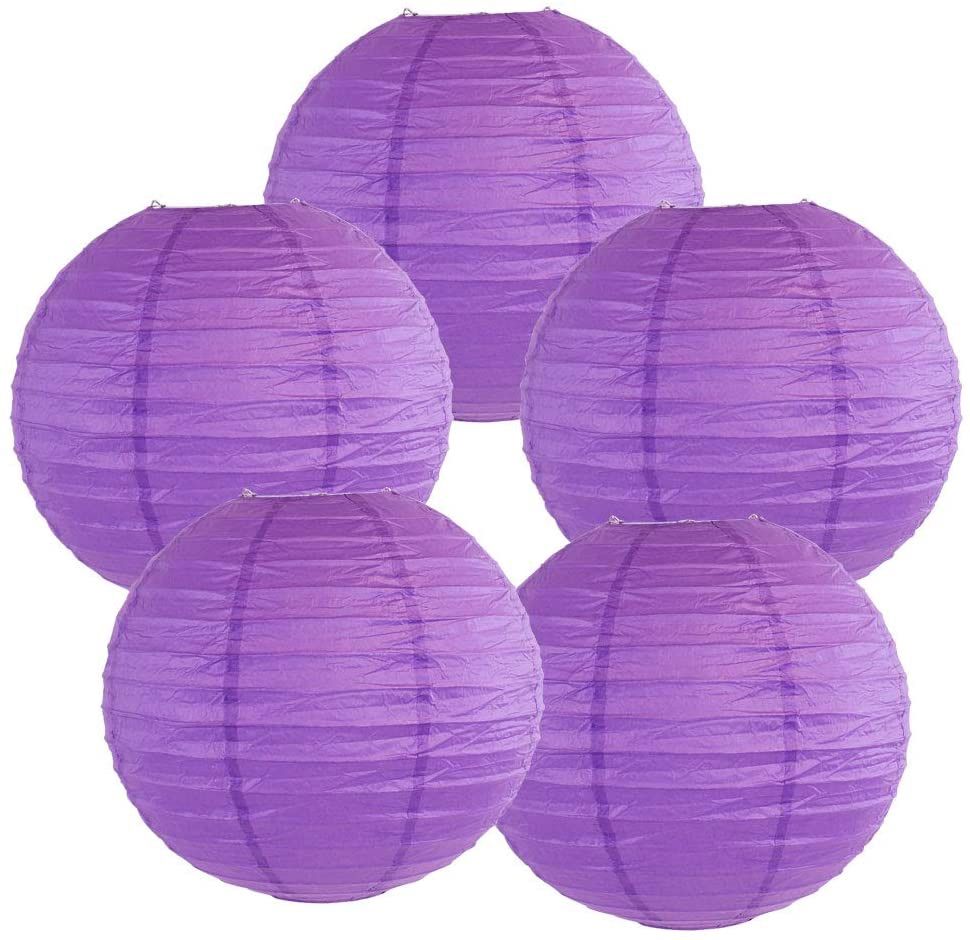 24 Pieces 18” large Purple Round ChinesePaper Lanterns For Party Wedding Baby Shower Bridal Shower Home Decorations Suppliers