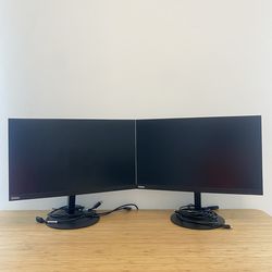 2x Lenovo ThinkVision P24q-10  24” QHD Monitors (2560x1440) - Stands And Cables