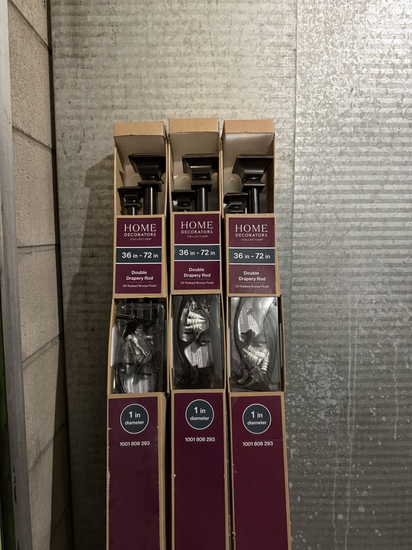 36 in. - 72 in. Telescoping 3/4 in. and 1 in. Double Curtain Rod Kit in Oil Rubbed Bronze with Flat Square Finials