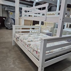 Package deal twin over full bunked, bed with dresser and mirror and nightstand
