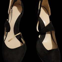 Zara Basic Collection Black Suede Strappy Heels, Size 11