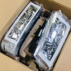 LED Headlights All Chrome 2003 to 2006 Chevy Silverado/Cateye truck